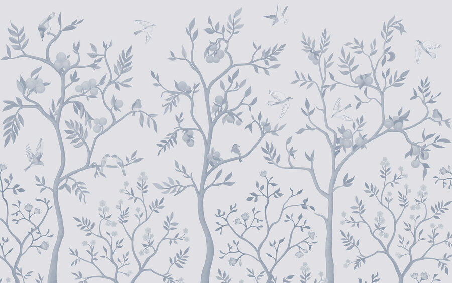 Wallpaper with birds and trees