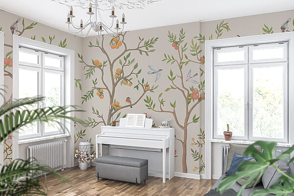 Wallpaper with birds and trees Wallpaper with birds and trees