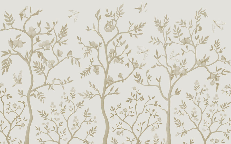 Wallpaper with birds and trees
