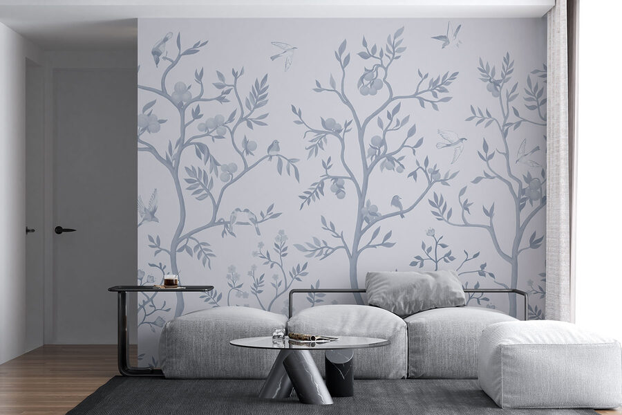 Wallpaper with birds and trees