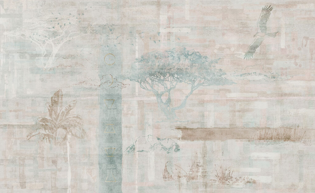 Wallpaper with trees and birds Wallpaper with trees and birds