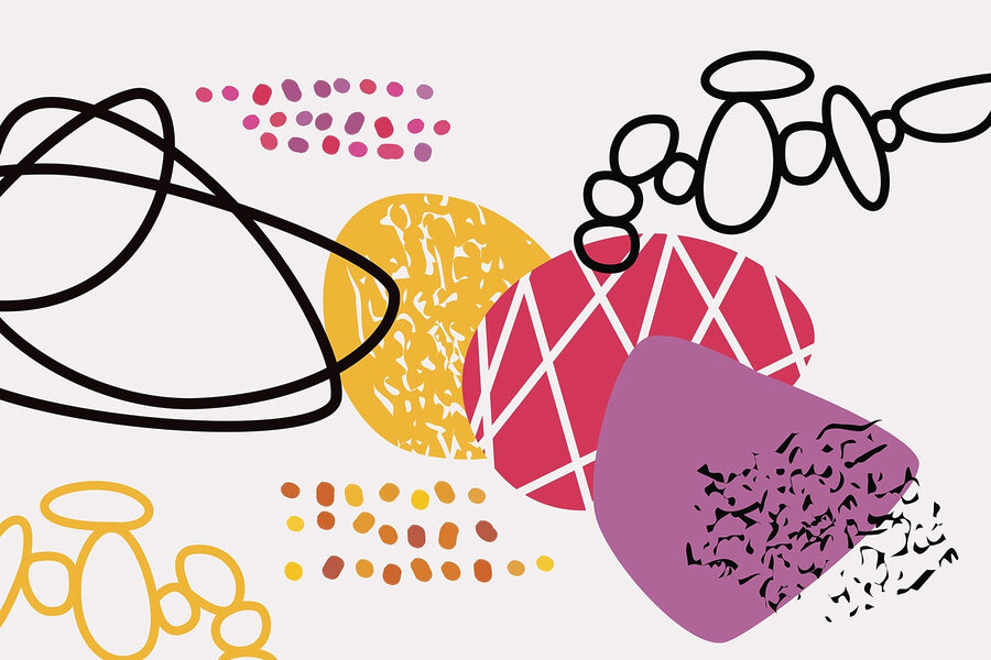 Colorful shapes and dots