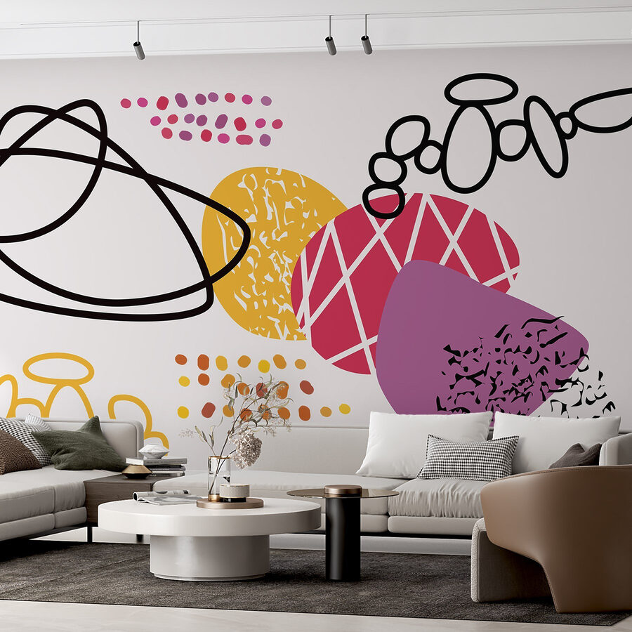 Colorful shapes and dots