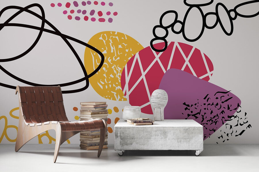 Colorful shapes and dots