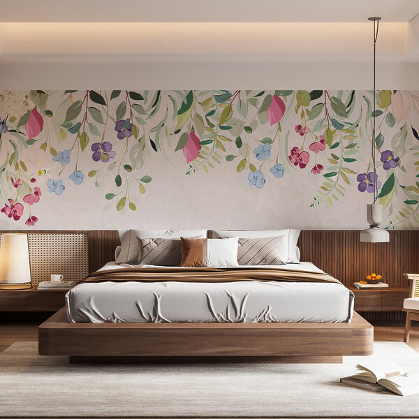 Floral border with flowers and leaves Floral border with flowers and leaves