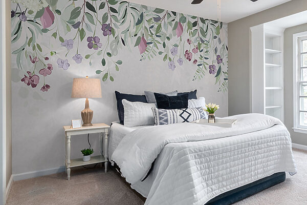 Floral border with purple flowers and leaves Floral border with purple flowers and leaves