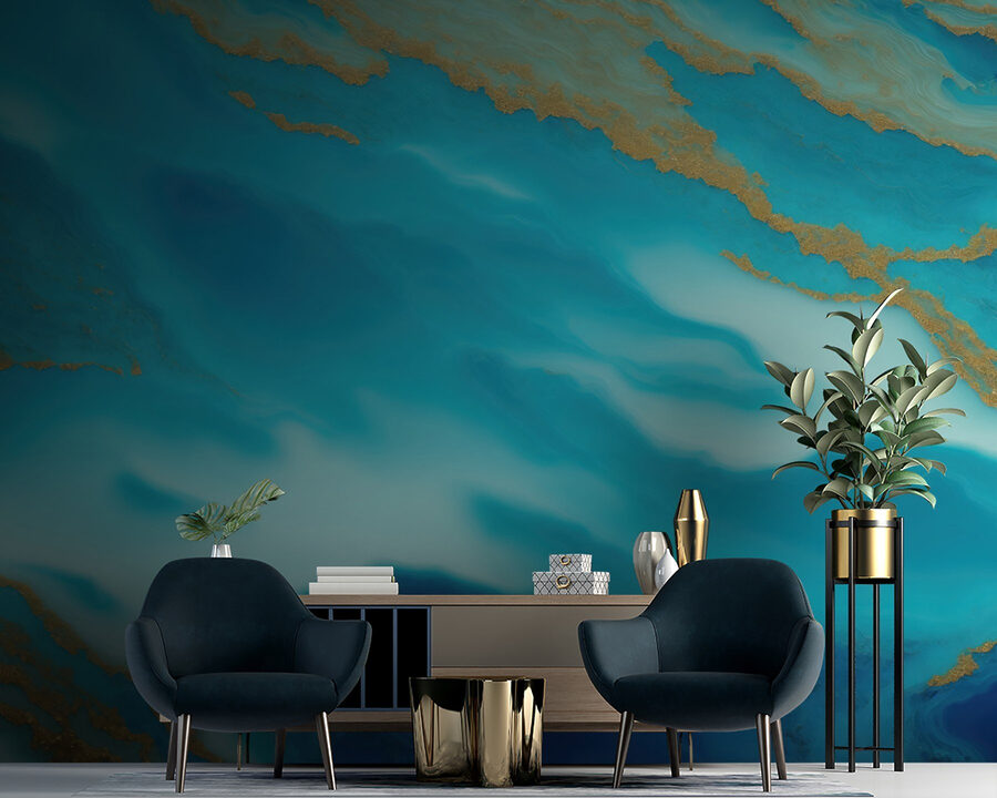 Serene Waves of Blue and Gold