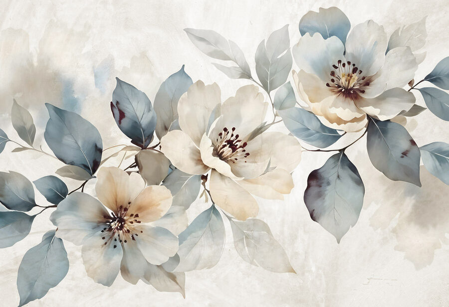 Wall murals Painting of flowers and leaves - Image 7