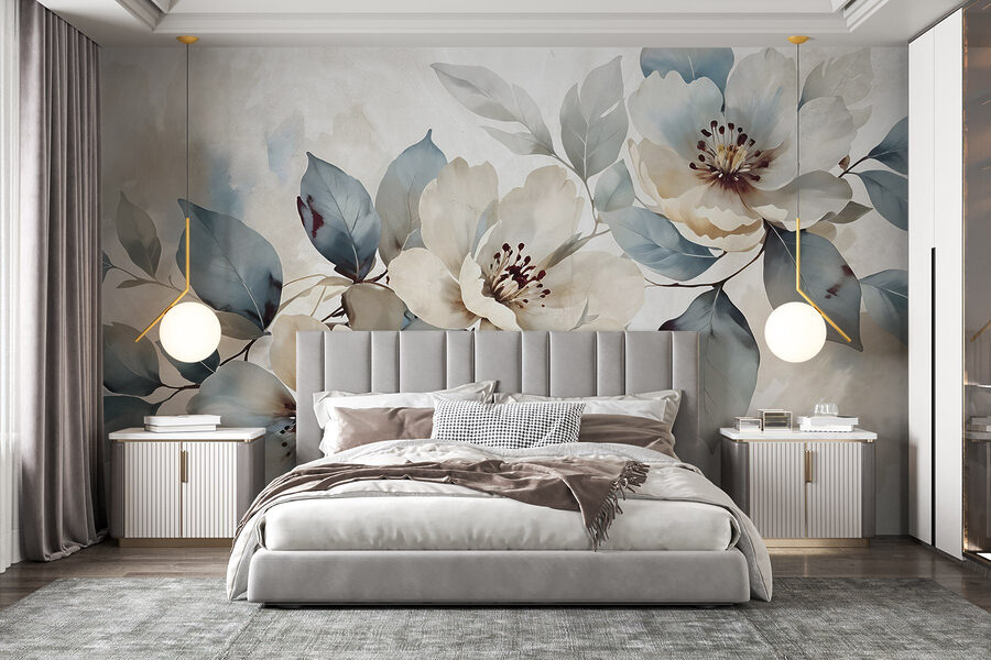 Wall murals Painting of flowers and leaves - Image 3