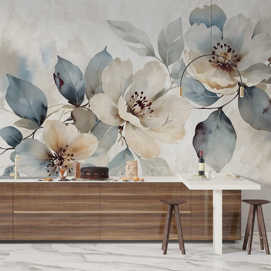 Wall murals Painting of flowers and leaves - Image 6