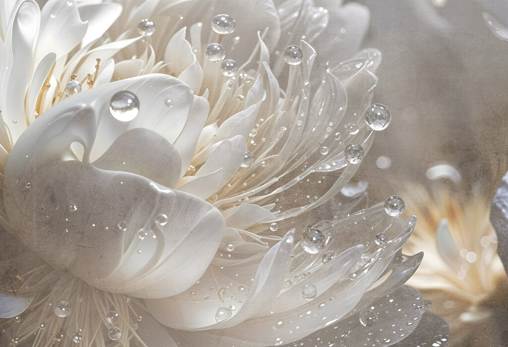 Delicate petals with sparkling droplets. Delicate petals with sparkling droplets.