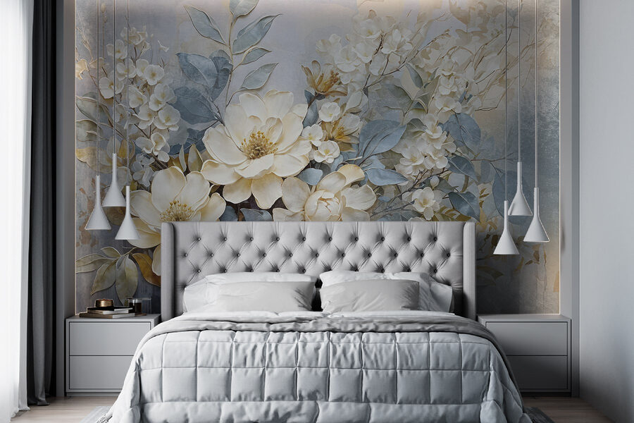 Painting of flowers and leaves