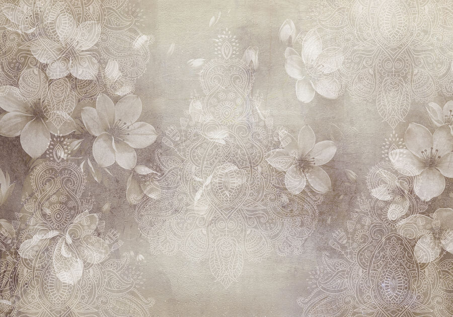 White flowers on a grey background