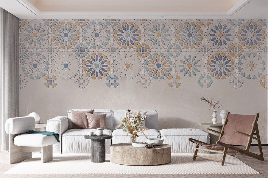 Wall with a pattern of flowers