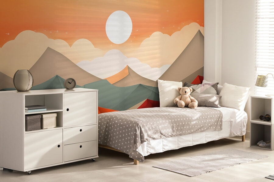 Mountain range with orange and grey hills