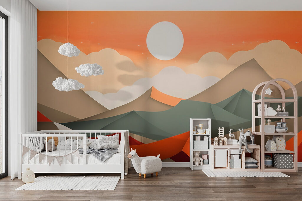 Mountain range with orange and grey hills Mountain range with orange and grey hills