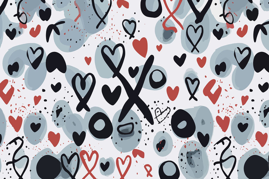 Pattern of hearts and symbols
