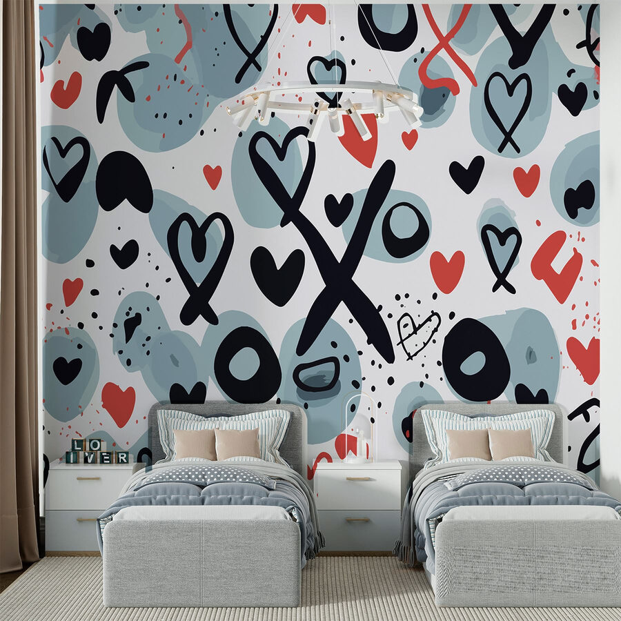 Pattern of hearts and symbols