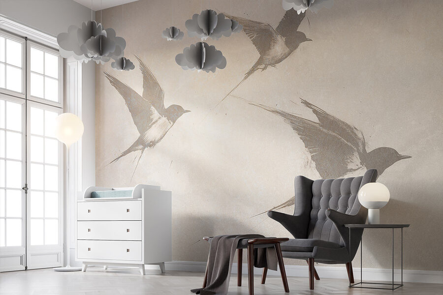 Group of birds flying