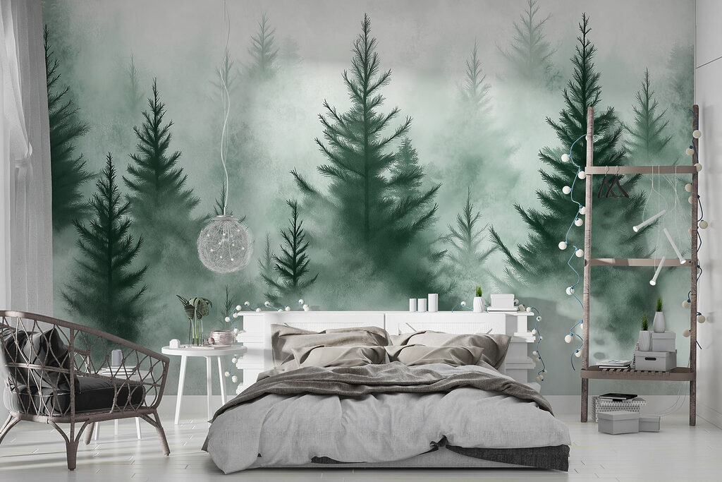 Group of trees in the fog Group of trees in the fog