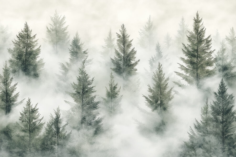Group of trees with fog