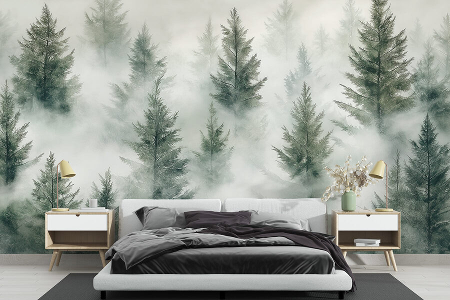 Group of trees with fog