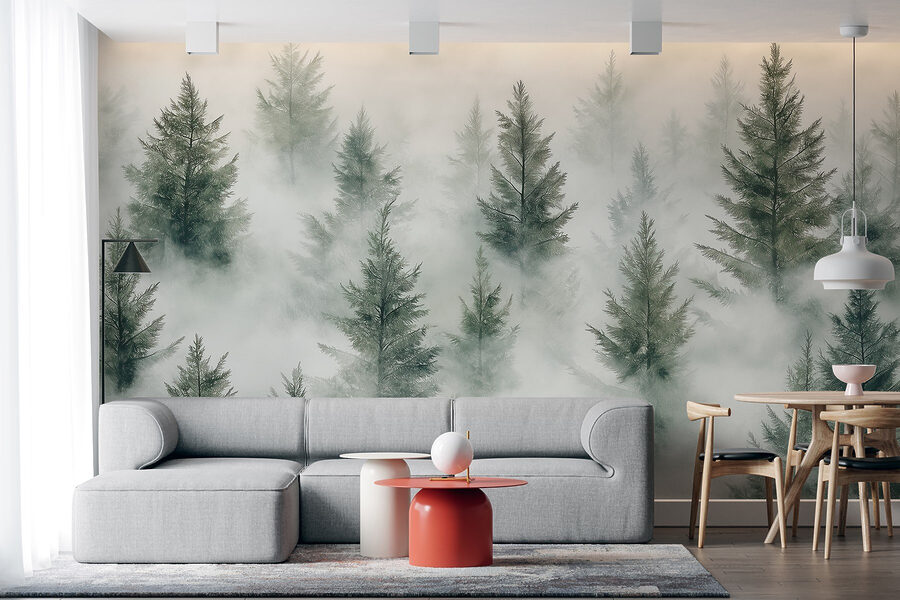 Group of trees with fog