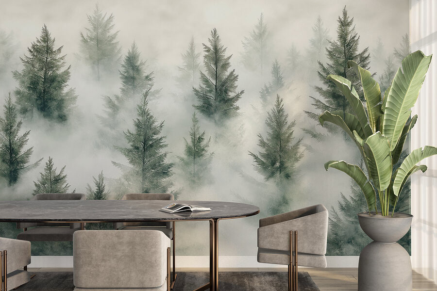 Group of trees with fog
