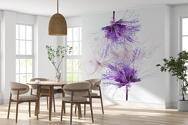 Purple flowers with purple splatters Purple flowers with purple splatters