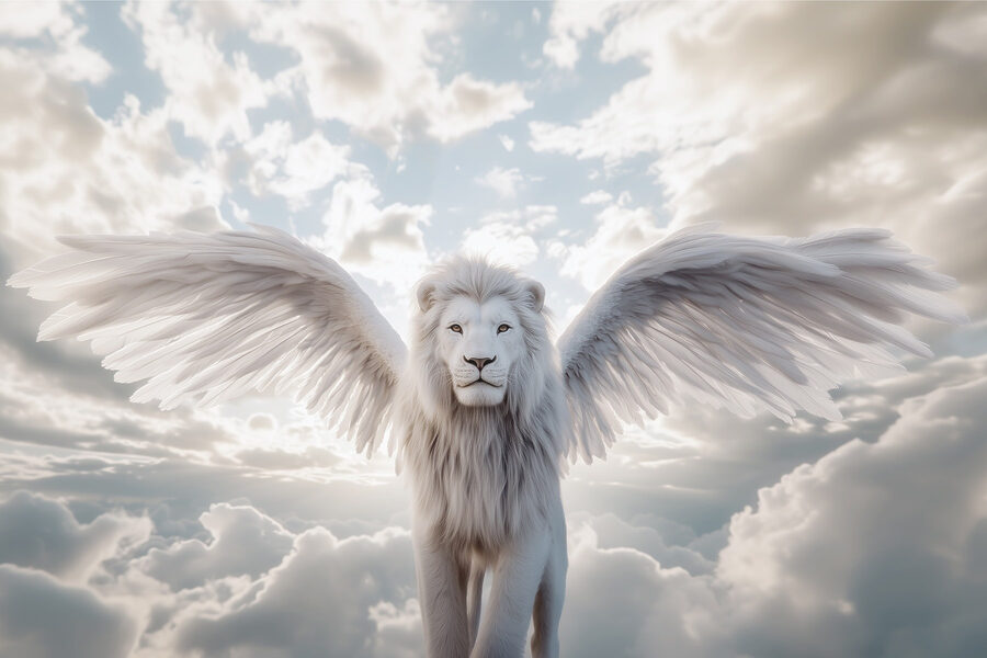 Lion with wings in the sky Lion with wings in the sky