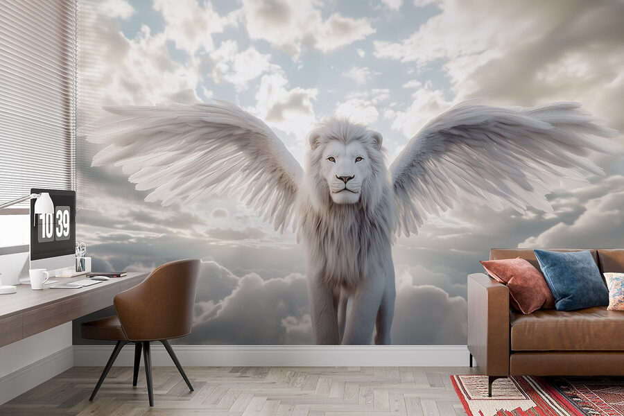 Lion with wings in the sky Lion with wings in the sky