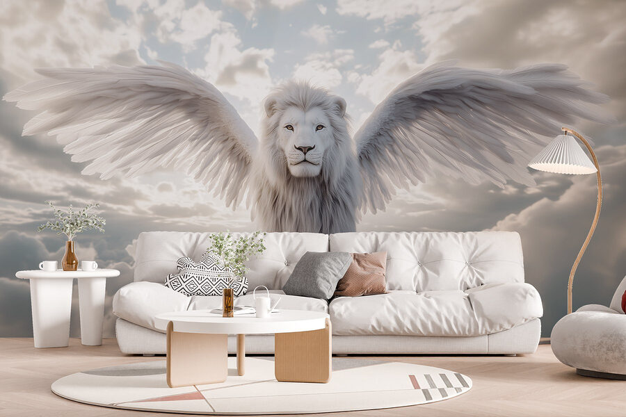 Lion with wings in the sky Lion with wings in the sky