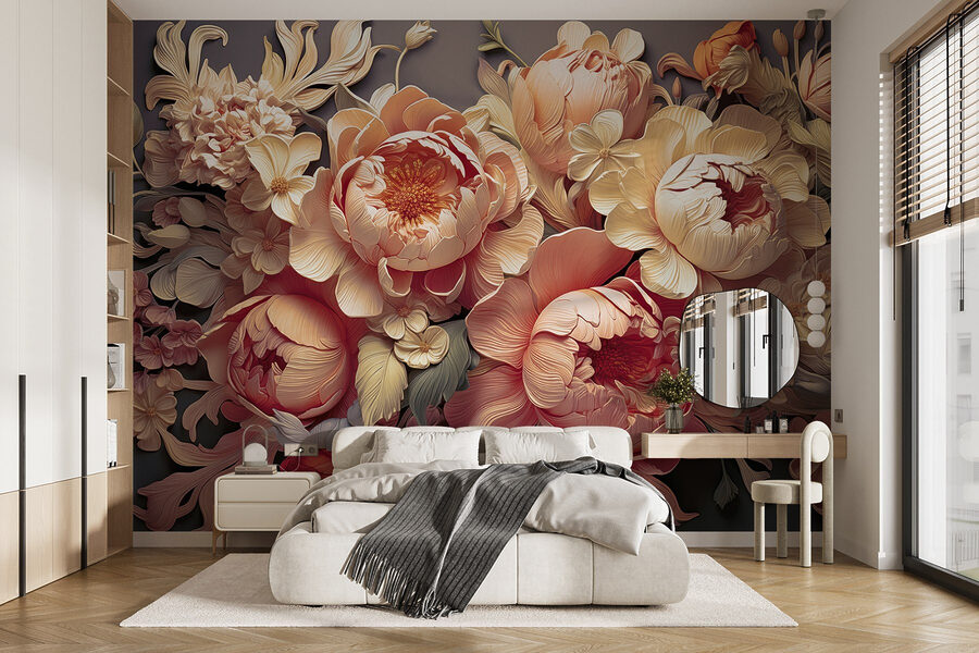 Group of flowers on a gray background Group of flowers on a gray background