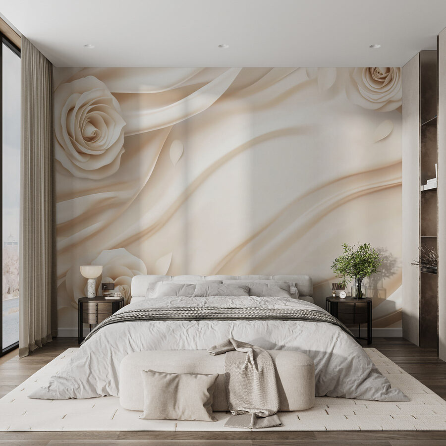 Wall murals White roses on a white cloth - Image 2