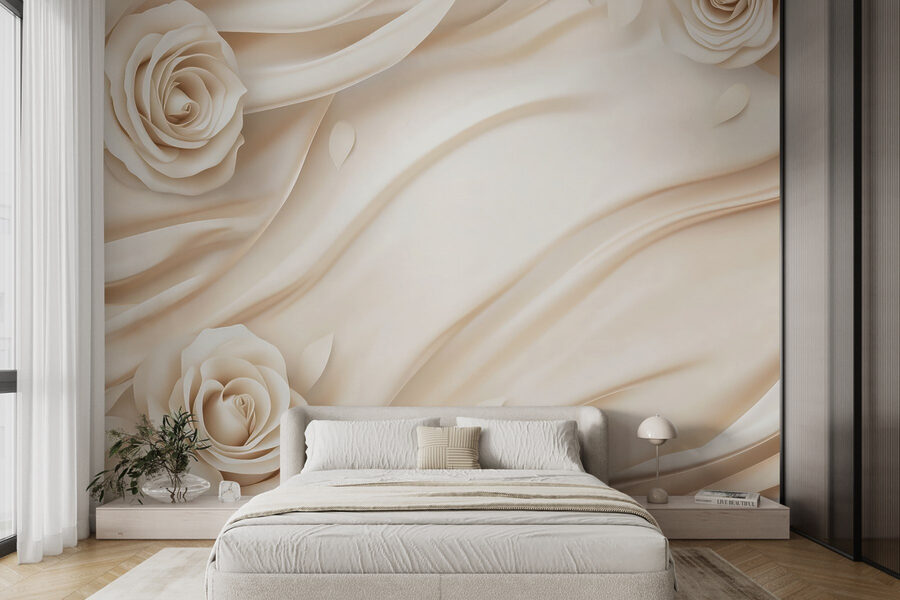 Wall murals White roses on a white cloth - Image 3