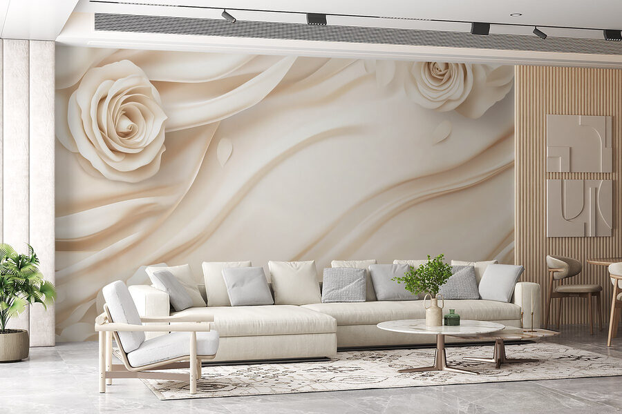 Wall murals White roses on a white cloth - Image 4