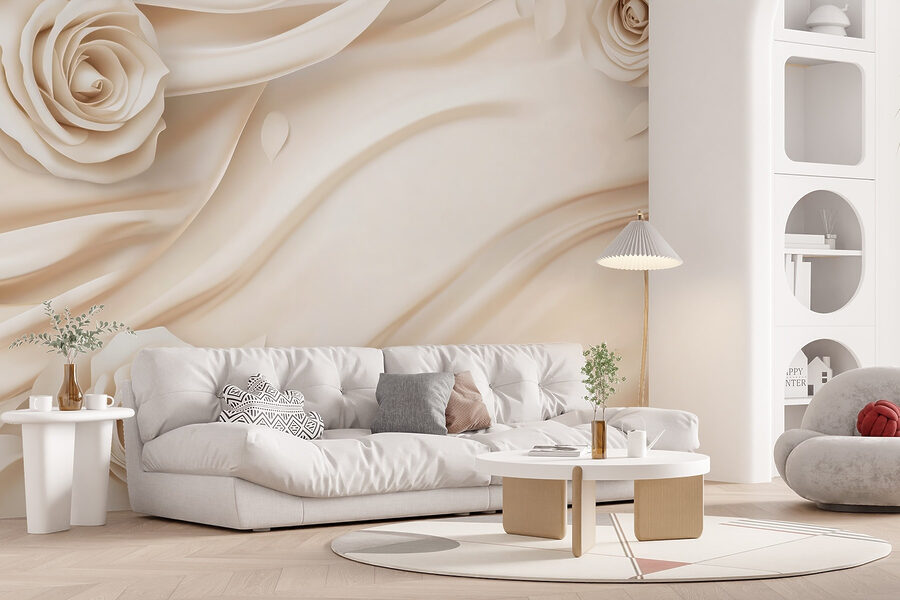 Wall murals White roses on a white cloth - Image 5