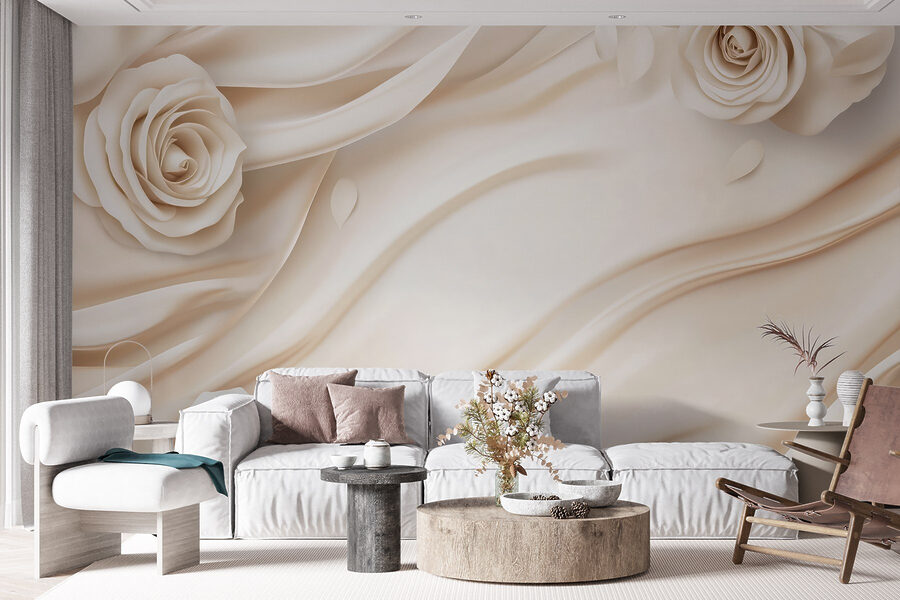 Wall murals White roses on a white cloth - Image 6