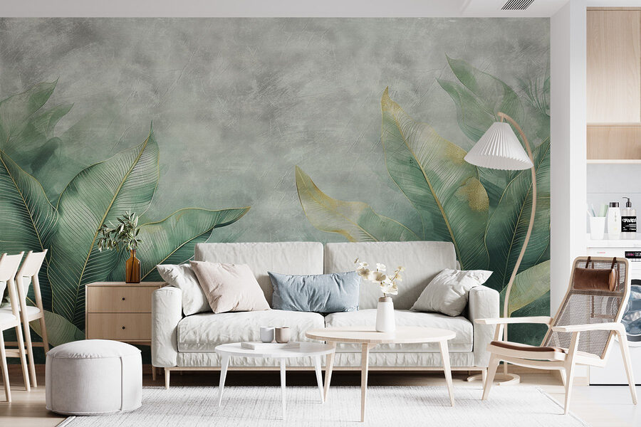 Wall murals Serene green leaf arrangement backdrop