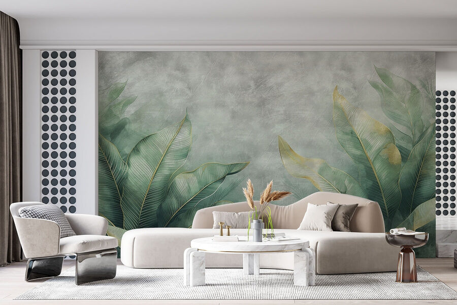 Wall murals Serene green leaf arrangement backdrop - Image 2