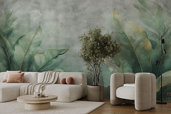 Serene green leaf arrangement backdrop Serene green leaf arrangement backdrop