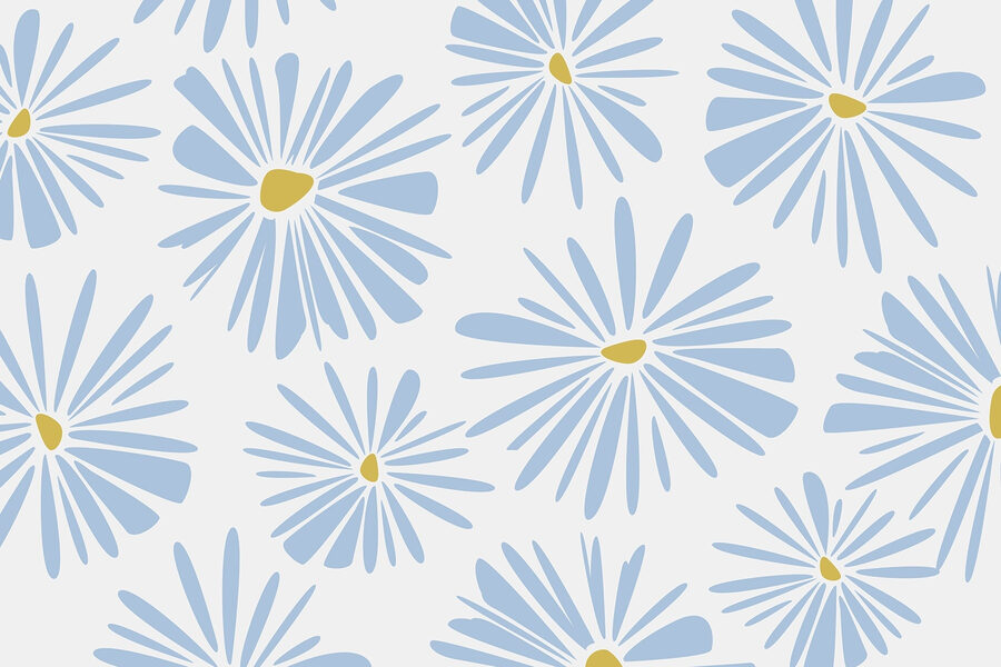 Pattern of blue and yellow flowers