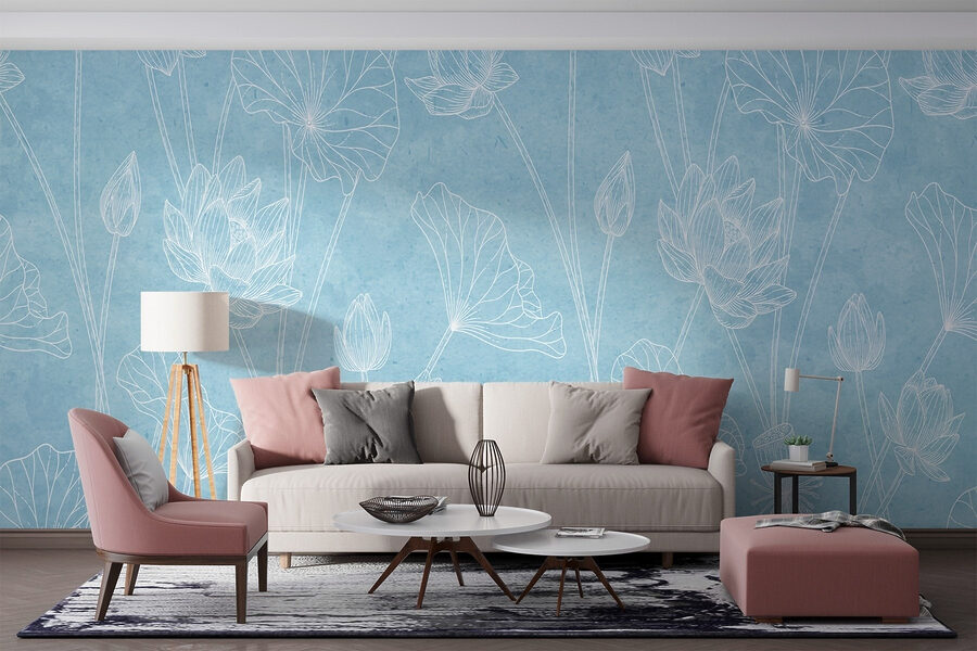 Wall murals Blue and white floral pattern - Image 2