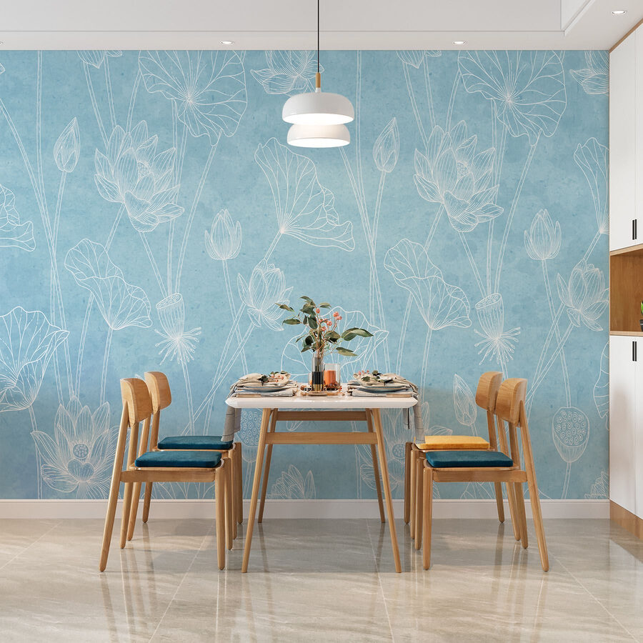 Wall murals Blue and white floral pattern - Image 3