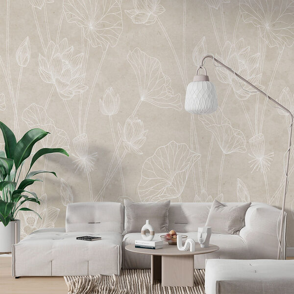 White line drawing of flowers White line drawing of flowers