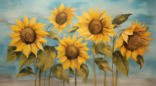 Painting of sunflowers on a wall Painting of sunflowers on a wall