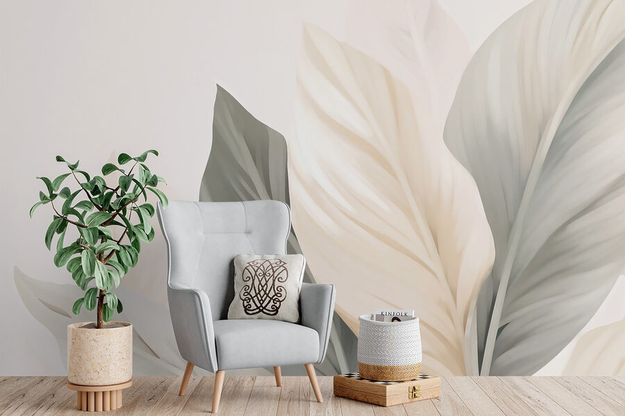 Soft leaves in calming hues.