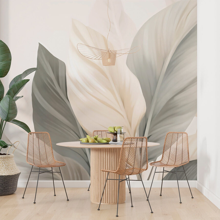 Soft leaves in calming hues.