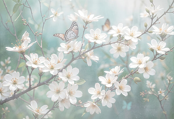 Butterfly on a white flower Butterfly on a white flower