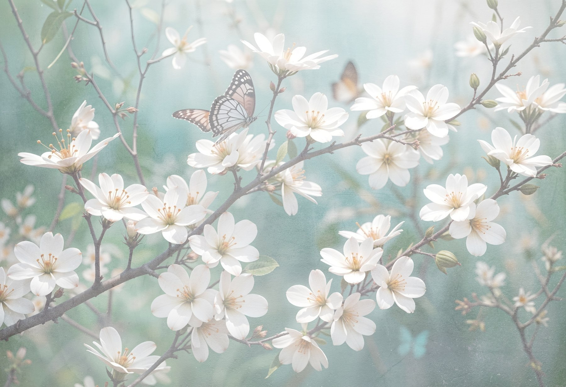Butterfly on a white flower